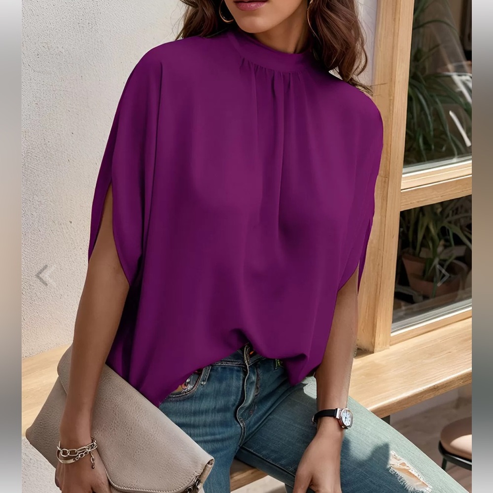 Beautiful Purple Batwing Sleeve Blouse! NWT! - Picture 4 of 5